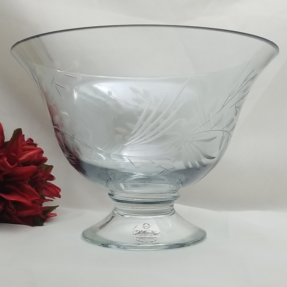 Lenox Williamsburg Boxwood & Pine Handcut Crystal Fruit Bowl